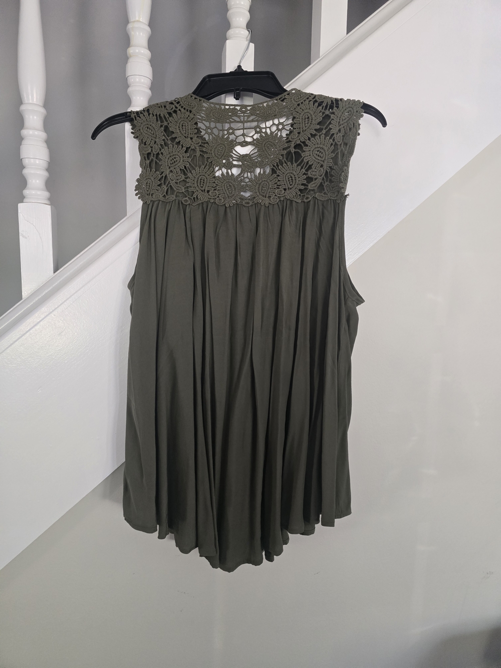 Molly Bracken Olive Crochet Yoke Sleeveless Top